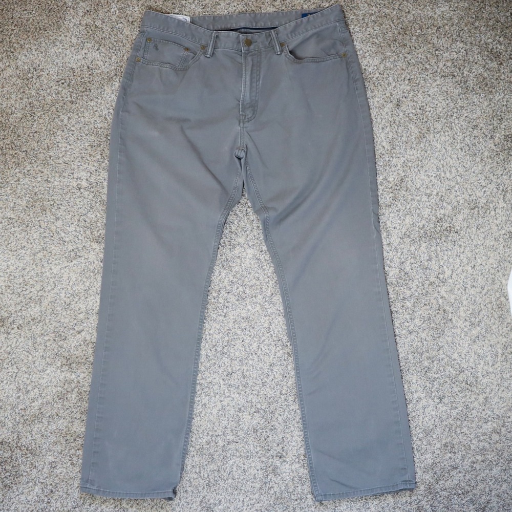 Polo Ralph Lauren Slim‎ Straight Fit Pants Mens 36x32 Gray 5 Pocket Smart Casual